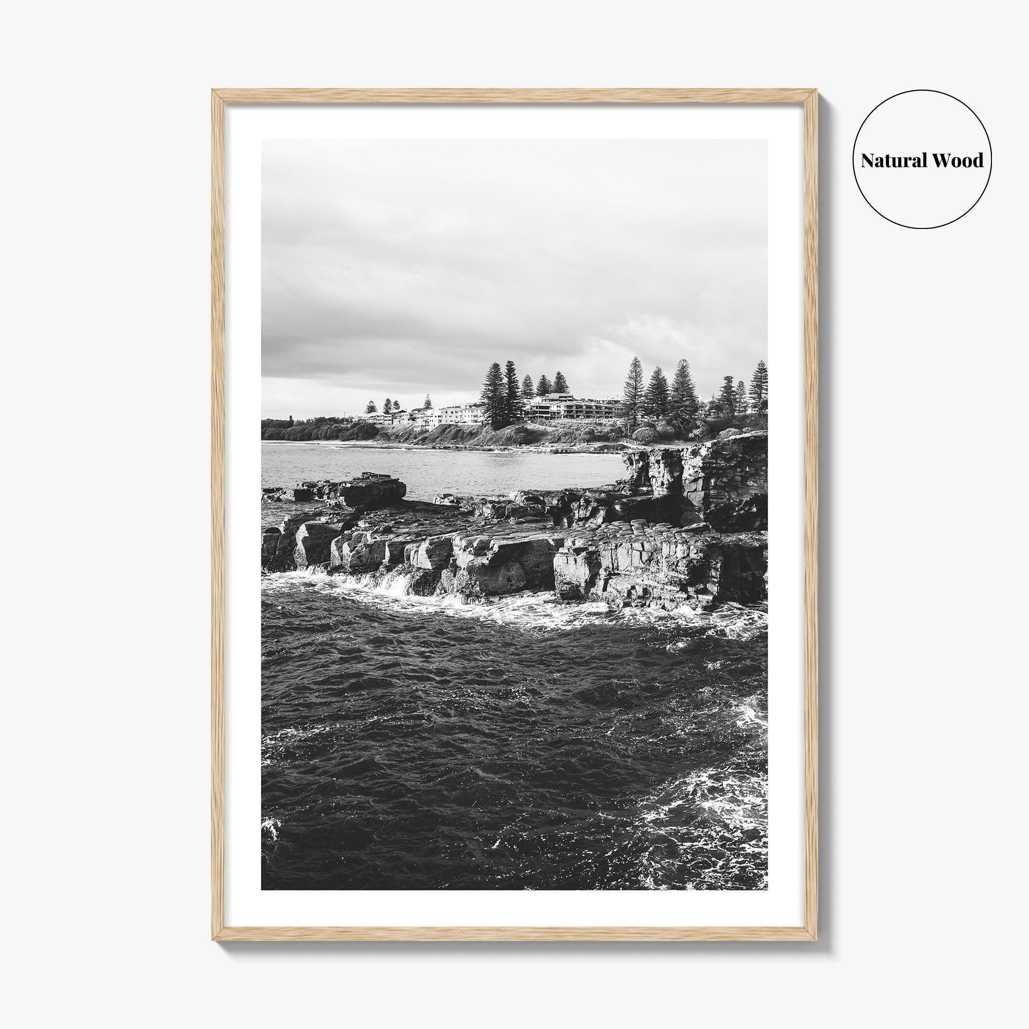 Yamba Black and White Fine Art Photo Print, Clarence Head Turners Beach NSW Poster