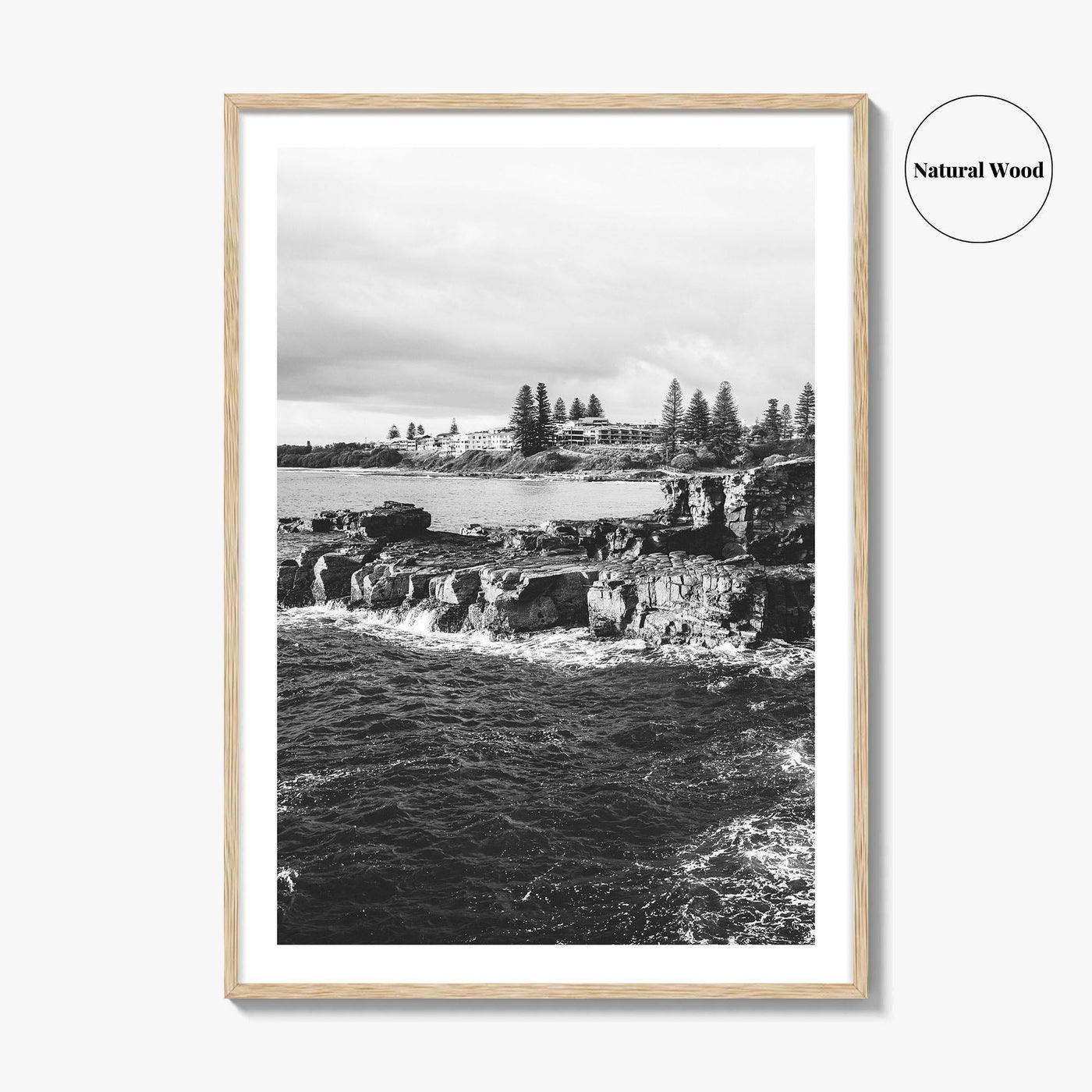 Yamba Black and White Fine Art Photo Print, Clarence Head Turners Beach NSW Poster