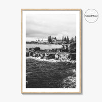 Yamba Black and White Fine Art Photo Print, Clarence Head Turners Beach NSW Poster