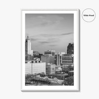 Raleigh Skyline Black and White Fine Art Photo Print, North Carolina Downtown, USA Poster