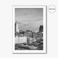 Raleigh Skyline Black and White Fine Art Photo Print, North Carolina Downtown, USA Poster