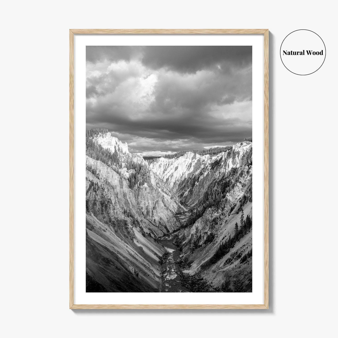 Yellowstone Black and White Fine Art Photo Print, Lower Falls Wyoming Poster