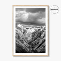 Yellowstone Black and White Fine Art Photo Print, Lower Falls Wyoming Poster