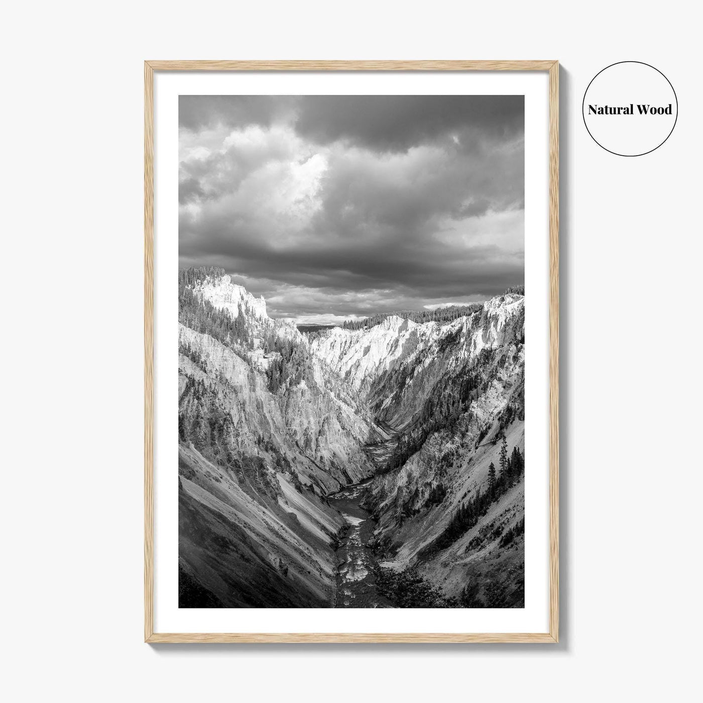 Yellowstone Black and White Fine Art Photo Print, Lower Falls Wyoming Poster