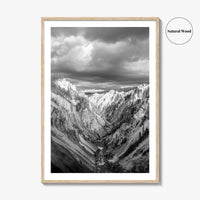 Yellowstone Black and White Fine Art Photo Print, Lower Falls Wyoming Poster