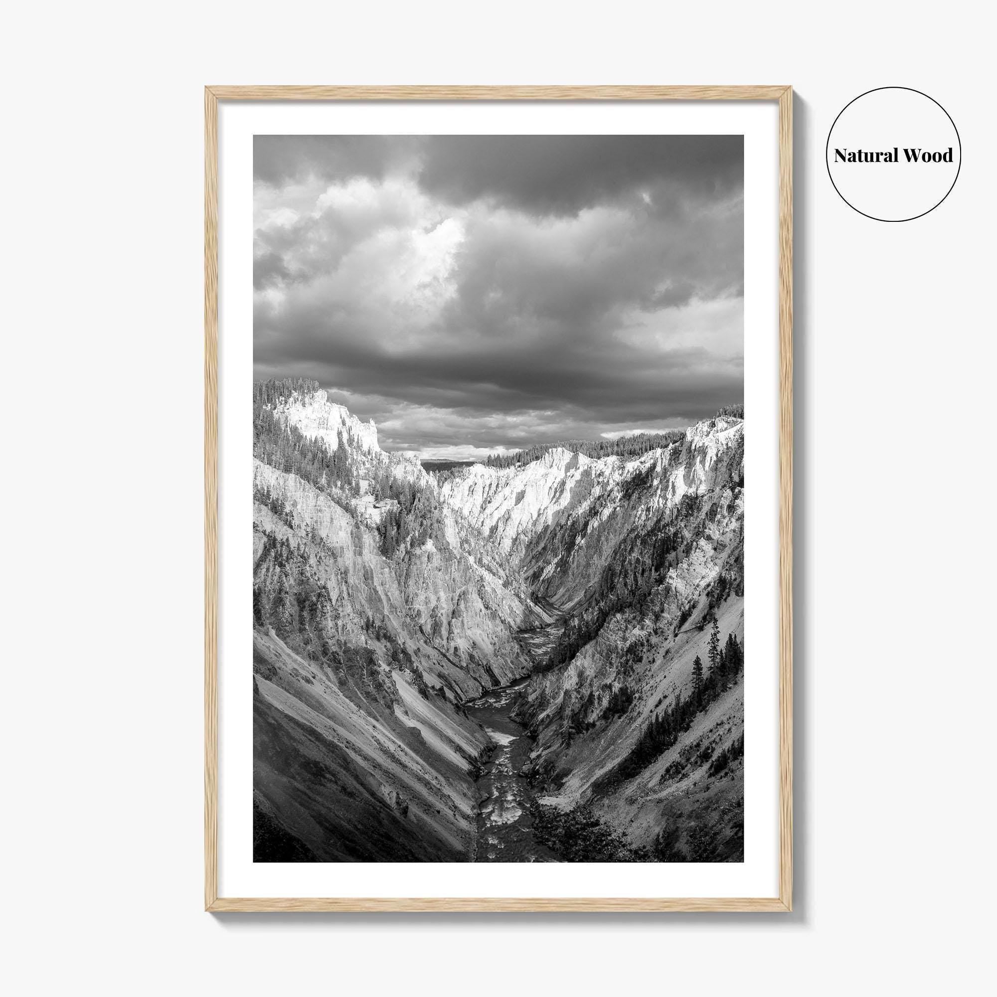 Yellowstone Black and White Fine Art Photo Print, Lower Falls Wyoming Poster