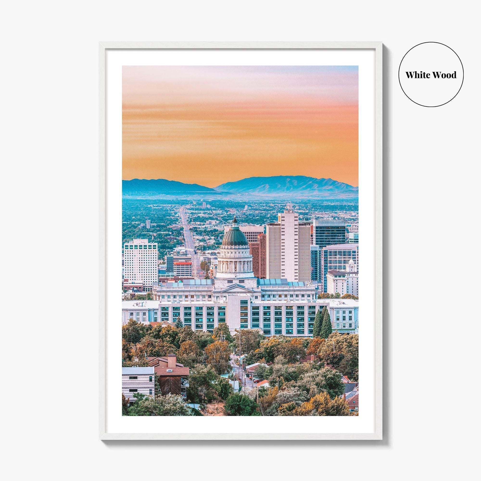 Salt Lake City Skyline Fine Art Photo Print, Wall Decor Poster, Utah USA
