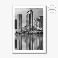 Tampa Skyline Black and White Fine Art Photo Print, Florida Downtown, USA Wall Poster