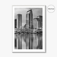 Tampa Skyline Black and White Fine Art Photo Print, Florida Downtown, USA Wall Poster
