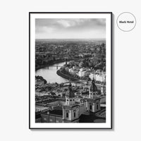 Salzburg Black and White Fine Art Photo Print, Salzach River Austria Poster, Salzburger Land