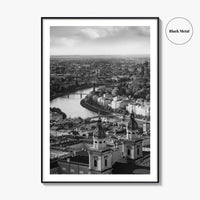 Salzburg Black and White Fine Art Photo Print, Salzach River Austria Poster, Salzburger Land