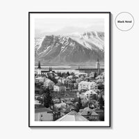 Reykjavik Skyline Black and White Fine Art Photo Print, Iceland Wall Poster, City