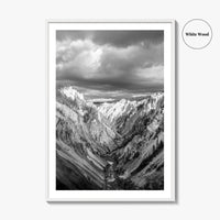 Yellowstone Black and White Fine Art Photo Print, Lower Falls Wyoming Poster