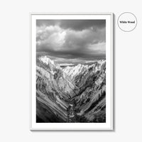 Yellowstone Black and White Fine Art Photo Print, Lower Falls Wyoming Poster