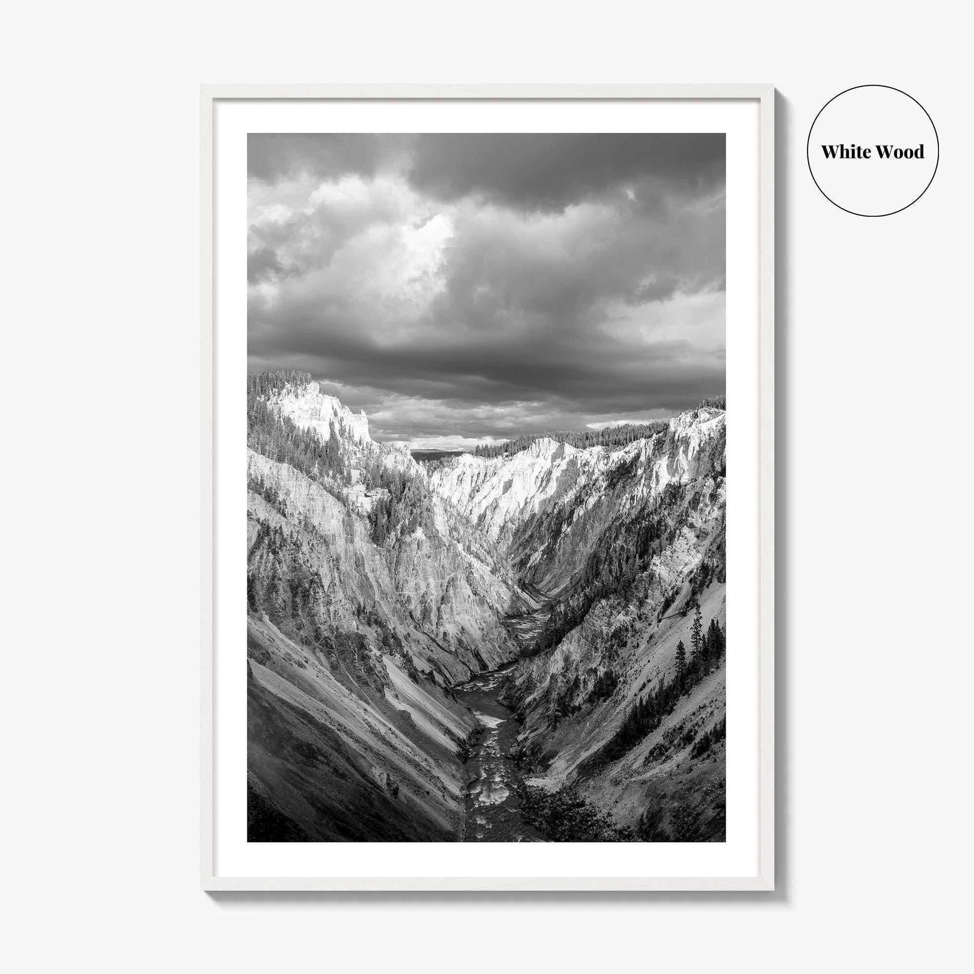 Yellowstone Black and White Fine Art Photo Print, Lower Falls Wyoming Poster