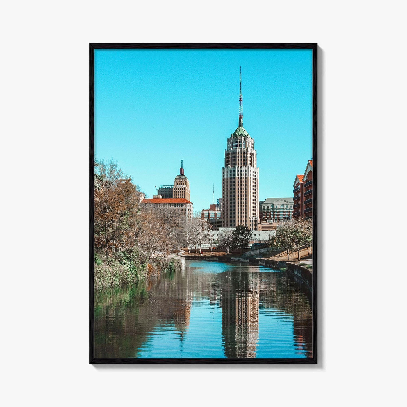 San Antonio Skyline Fine Art Photo Print, River Walk Reflection, Texas USA Wall Poster