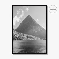 St Lucia Black and White Fine Art Photo Print, Gros Piton Poster