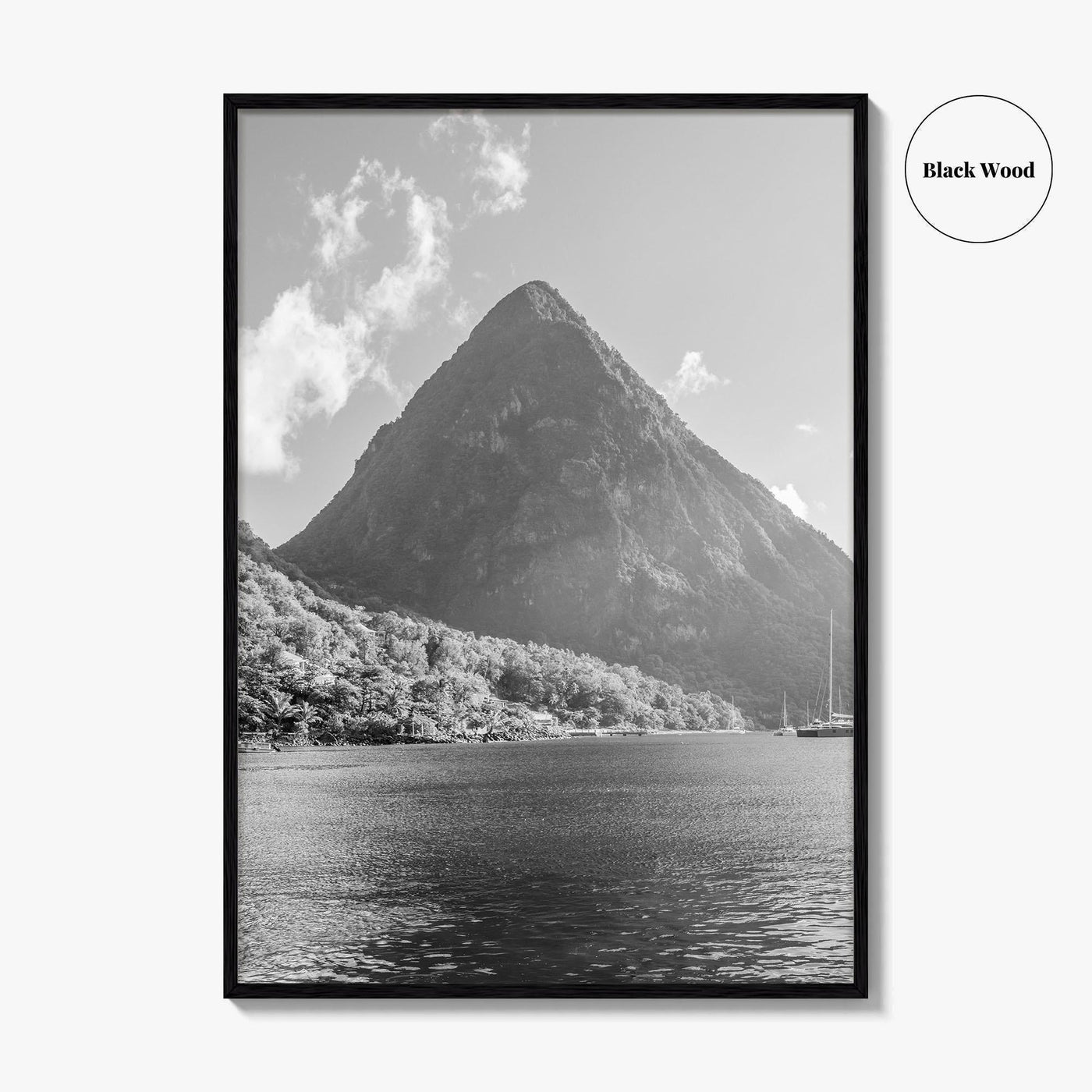 St Lucia Black and White Fine Art Photo Print, Gros Piton Poster