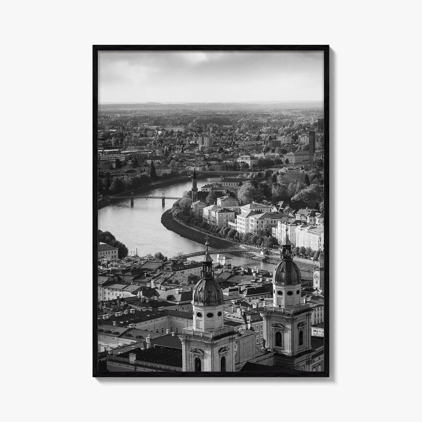 Salzburg Black and White Fine Art Photo Print, Salzach River Austria Poster, Salzburger Land