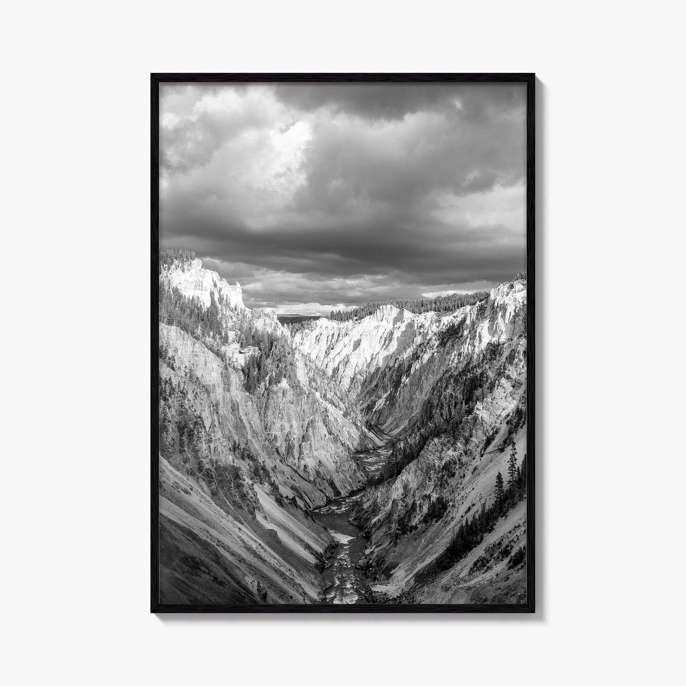 Yellowstone Black and White Fine Art Photo Print, Lower Falls Wyoming Poster