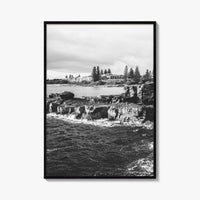 Yamba Black and White Fine Art Photo Print, Clarence Head Turners Beach NSW Poster