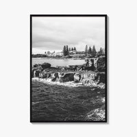 Yamba Black and White Fine Art Photo Print, Clarence Head Turners Beach NSW Poster