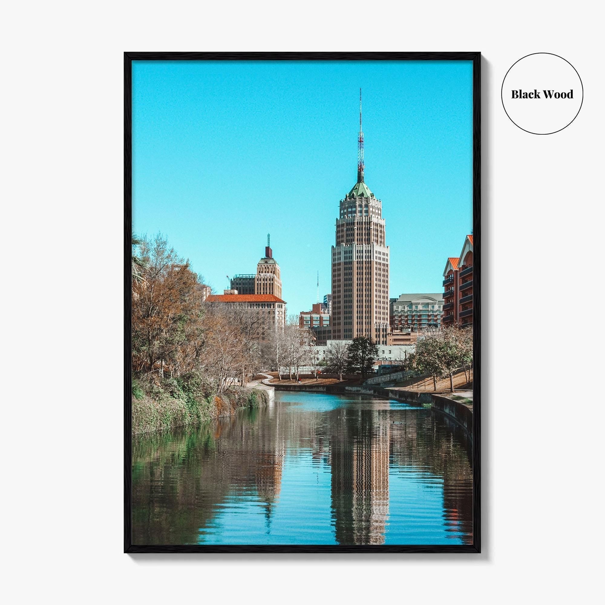 San Antonio Skyline Fine Art Photo Print, River Walk Reflection, Texas USA Wall Poster