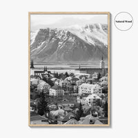 Reykjavik Skyline Black and White Fine Art Photo Print, Iceland Wall Poster, City