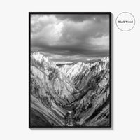 Yellowstone Black and White Fine Art Photo Print, Lower Falls Wyoming Poster