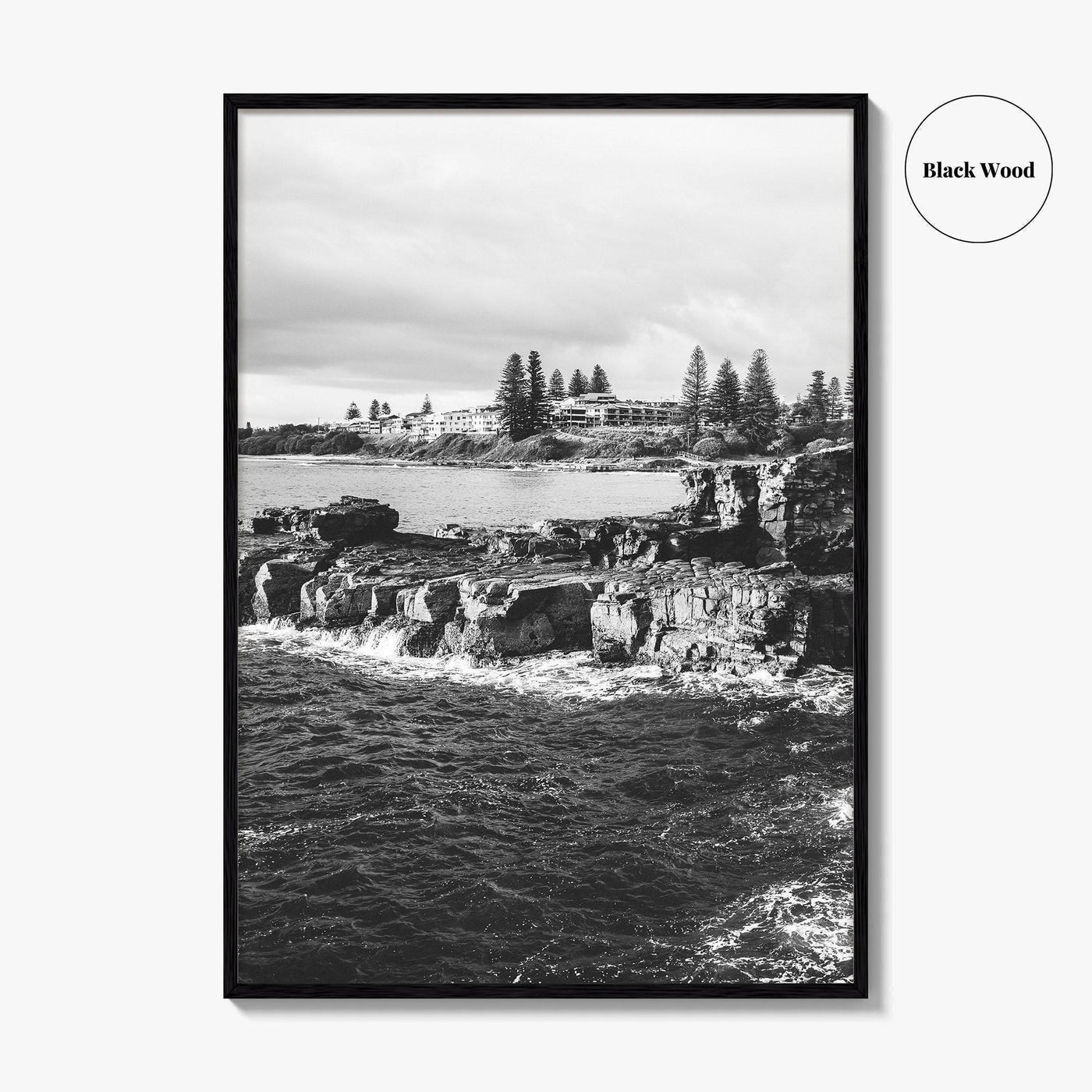 Yamba Black and White Fine Art Photo Print, Clarence Head Turners Beach NSW Poster