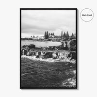 Yamba Black and White Fine Art Photo Print, Clarence Head Turners Beach NSW Poster