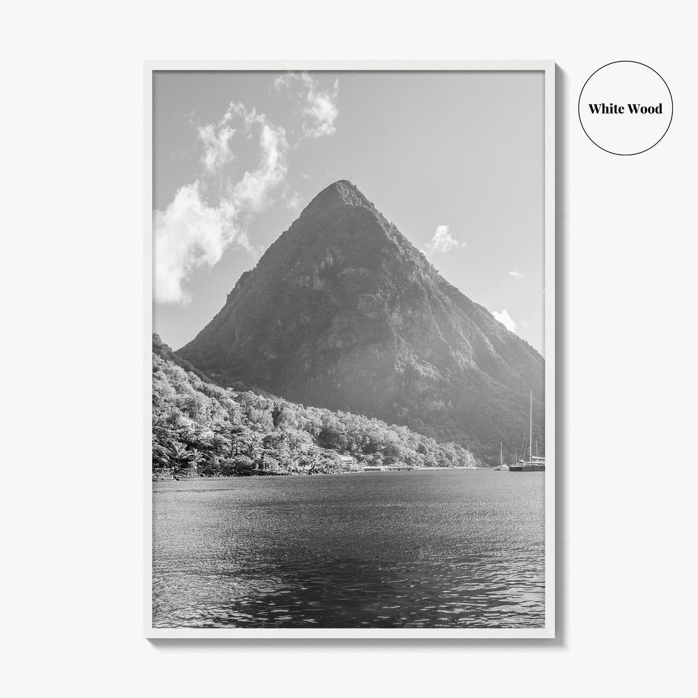 St Lucia Black and White Fine Art Photo Print, Gros Piton Poster
