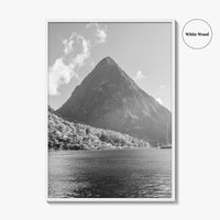 St Lucia Black and White Fine Art Photo Print, Gros Piton Poster