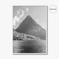 St Lucia Black and White Fine Art Photo Print, Gros Piton Poster