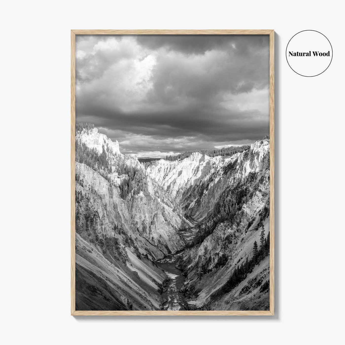 Yellowstone Black and White Fine Art Photo Print, Lower Falls Wyoming Poster