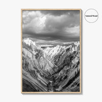 Yellowstone Black and White Fine Art Photo Print, Lower Falls Wyoming Poster