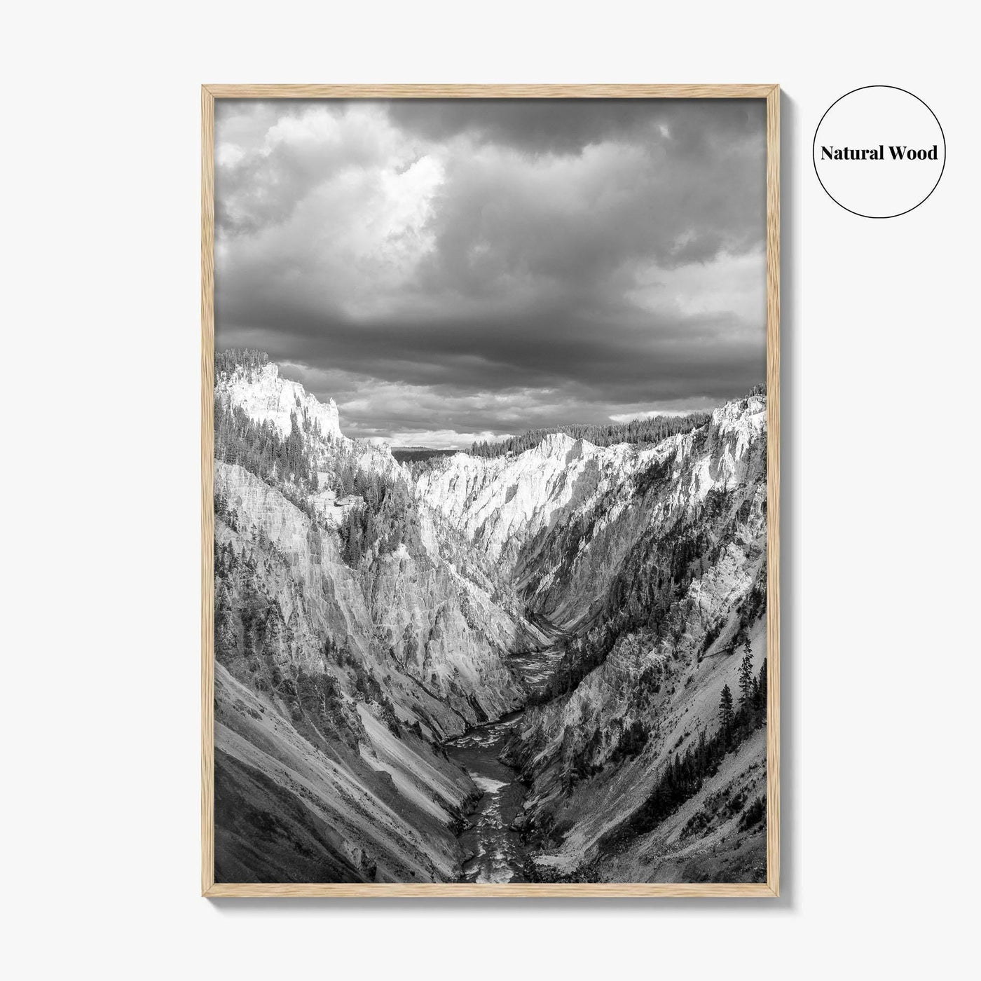 Yellowstone Black and White Fine Art Photo Print, Lower Falls Wyoming Poster