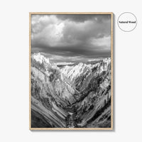Yellowstone Black and White Fine Art Photo Print, Lower Falls Wyoming Poster