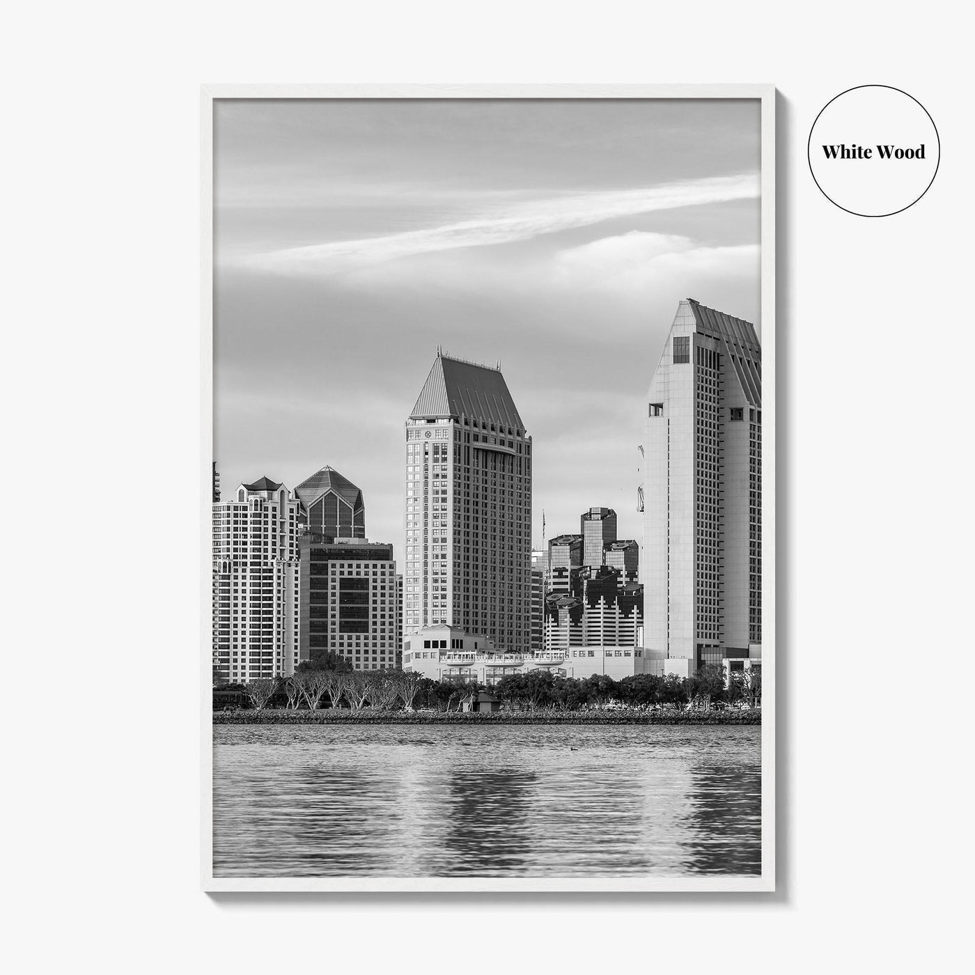 San Diego Skyline Black and White Fine Art Photo Print, Downtown Embarcadero California Poster