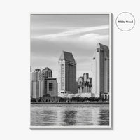 San Diego Skyline Black and White Fine Art Photo Print, Downtown Embarcadero California Poster