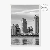 San Diego Skyline Black and White Fine Art Photo Print, Downtown Embarcadero California Poster