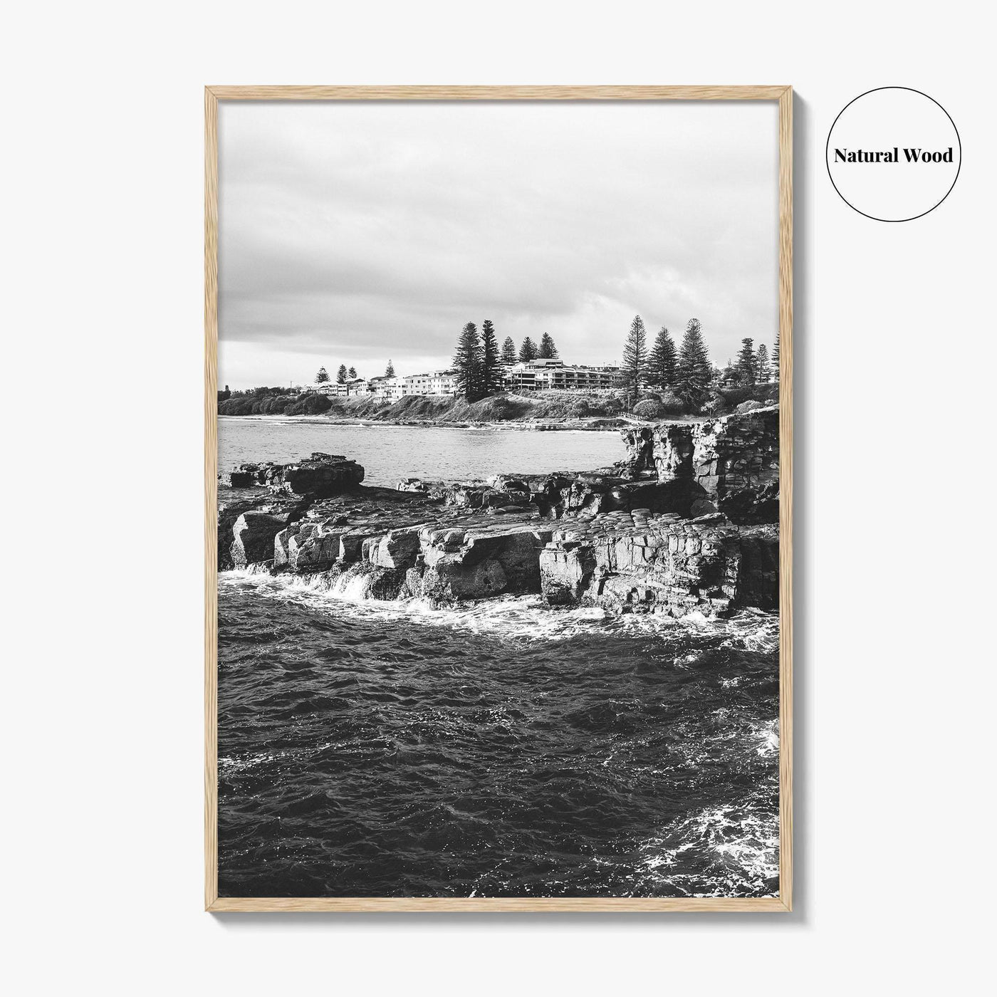 Yamba Black and White Fine Art Photo Print, Clarence Head Turners Beach NSW Poster
