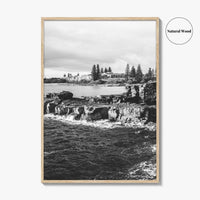 Yamba Black and White Fine Art Photo Print, Clarence Head Turners Beach NSW Poster