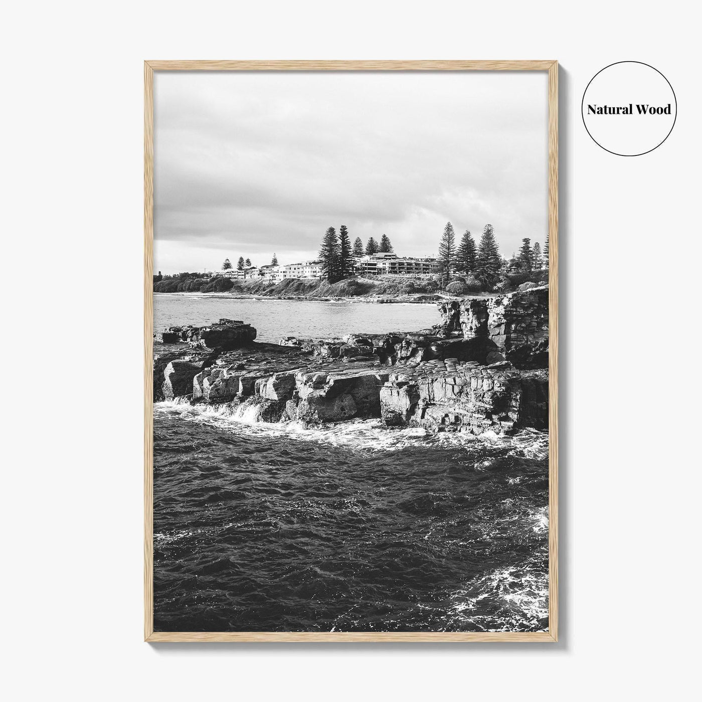 Yamba Black and White Fine Art Photo Print, Clarence Head Turners Beach NSW Poster