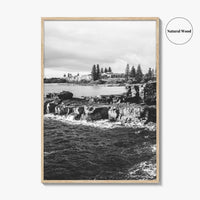Yamba Black and White Fine Art Photo Print, Clarence Head Turners Beach NSW Poster