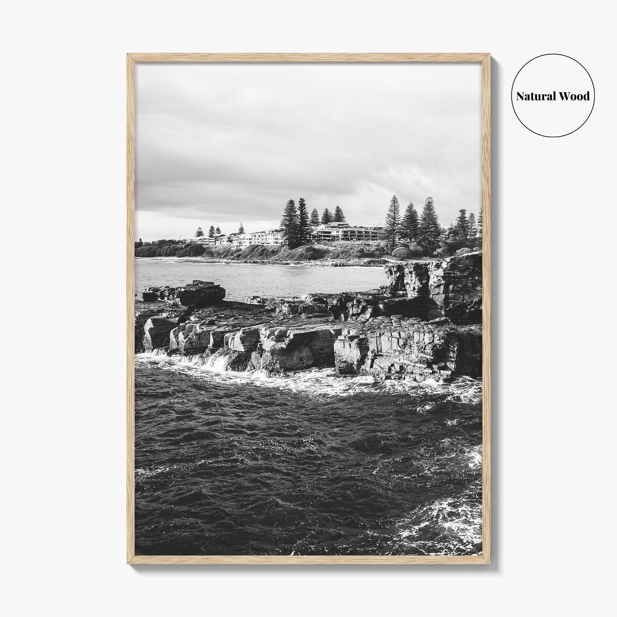 Yamba Black and White Fine Art Photo Print, Clarence Head Turners Beach NSW Poster