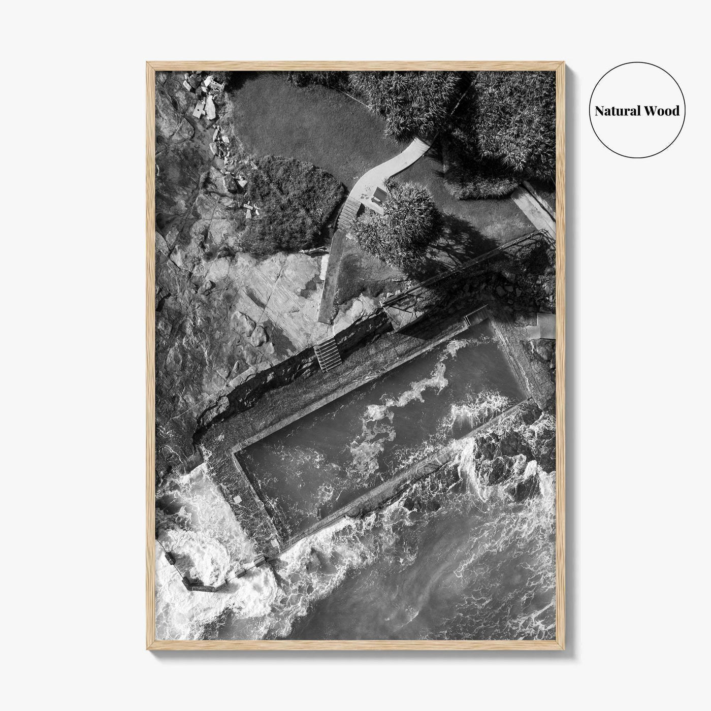 Yamba Black and White Fine Art Photo Print, Ocean Pool NSW Australia, Sydney Poster