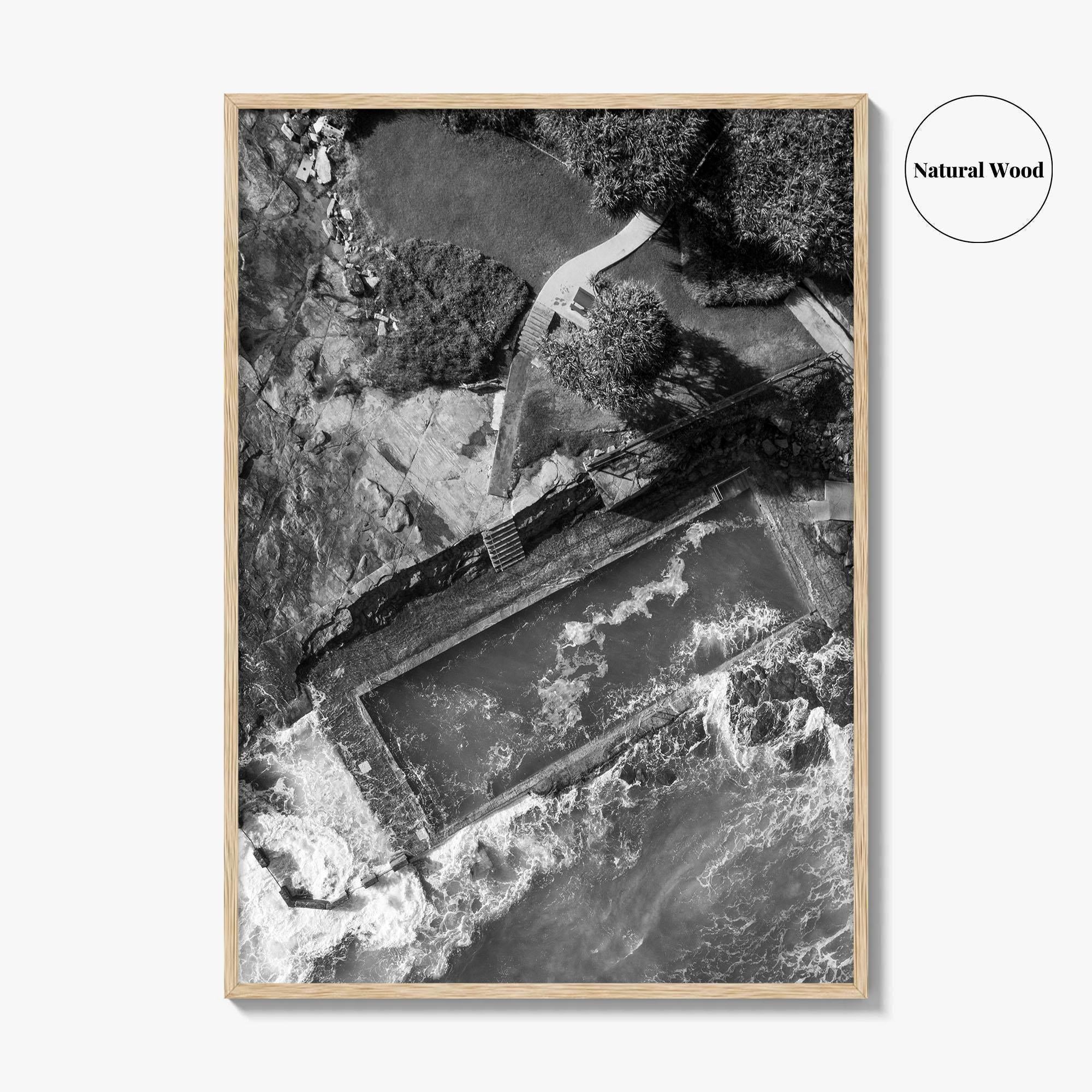 Yamba Black and White Fine Art Photo Print, Ocean Pool NSW Australia, Sydney Poster