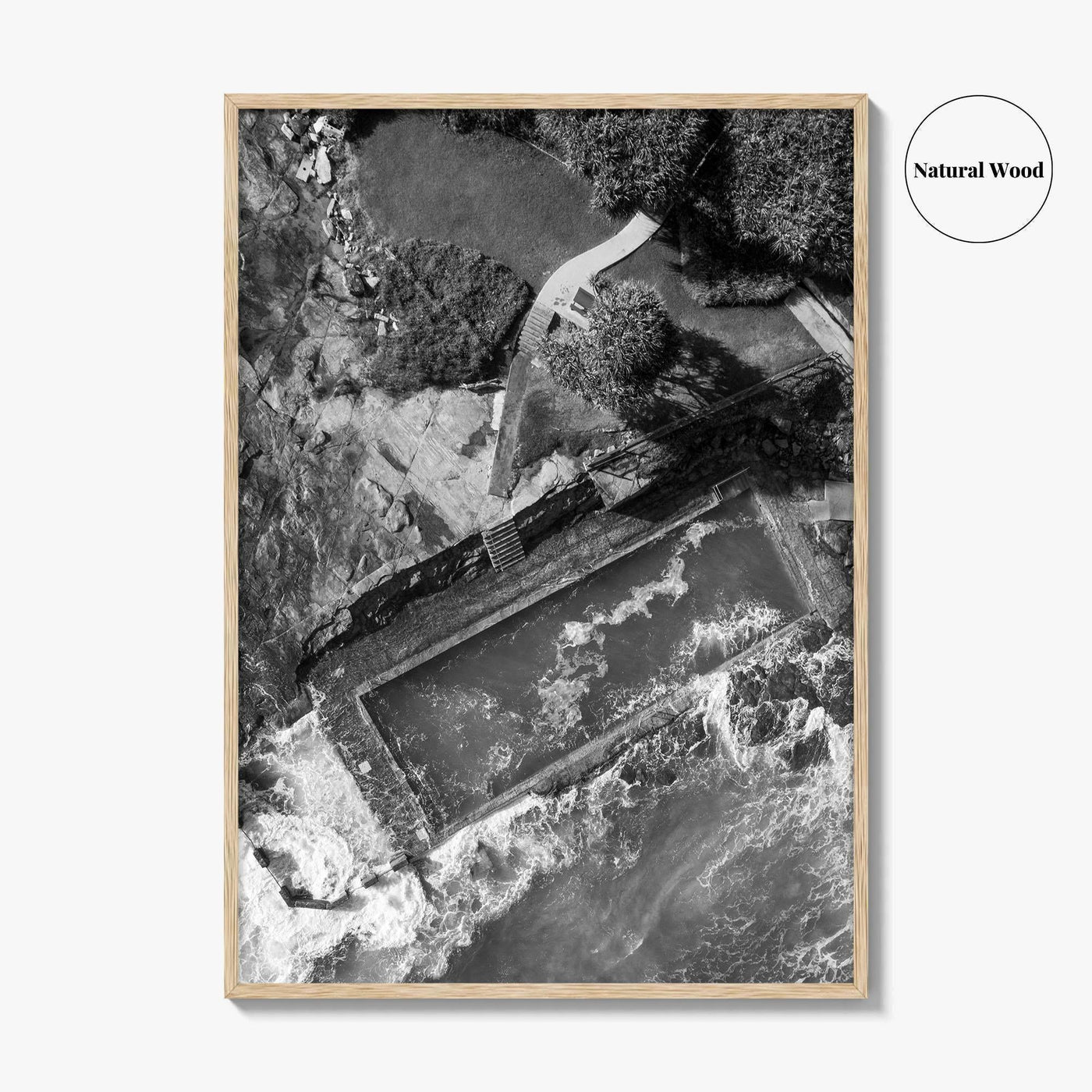 Yamba Black and White Fine Art Photo Print, Ocean Pool NSW Australia, Sydney Poster