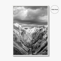 Yellowstone Black and White Fine Art Photo Print, Lower Falls Wyoming Poster